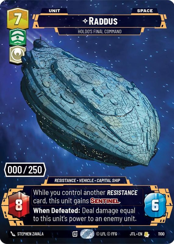 Raddus - Holdo's Final Command 2025 Jump to Lightspeed #1100 Prestige Serialized /250 RAW