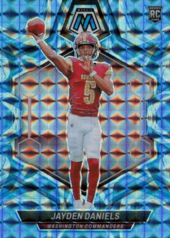 Jayden Daniels 2024 Mosaic #302 Reactive Blue Rookie RAW