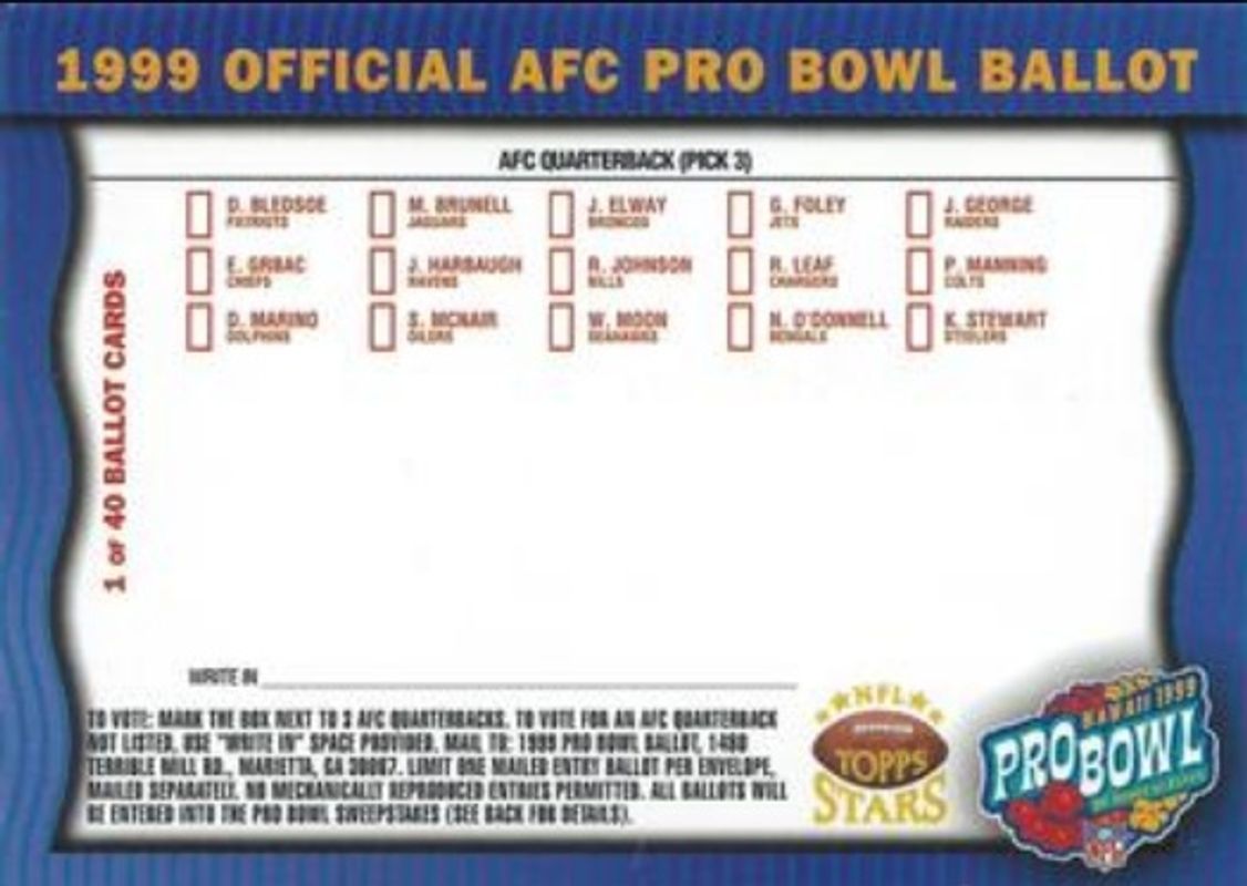 1998 Topps Stars #1 1999 Official Pro Bowl Ballots
