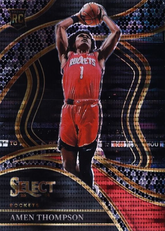 Amen Thompson 2023 Select #274 Courtside FOTL Black Snakeskin Pulsar /1 Rookie RAW