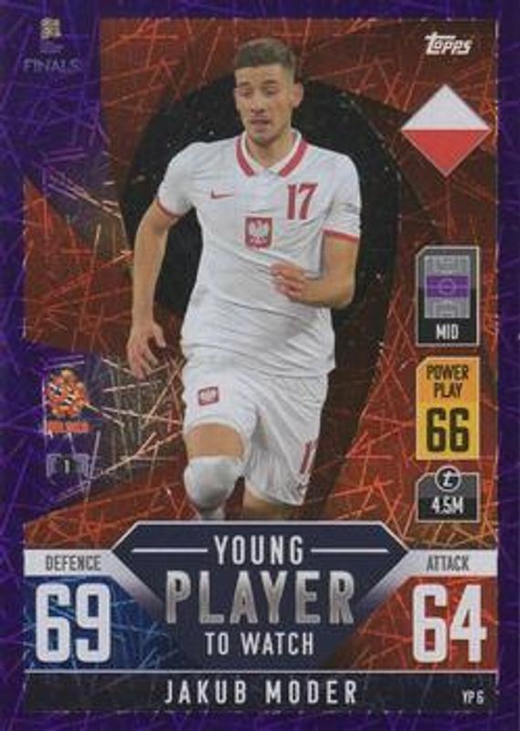 2022 Topps Match Attax 101 Road to UEFA Nations League Finals #YP6 Young Player to Watch - Purple Foil