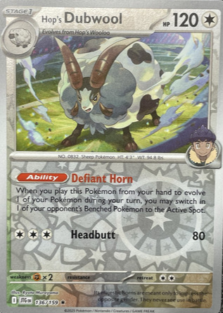 Hop's Dubwool 2025 Scarlet & Violet: Journey Together #136/159 Reverse Holo  Price Guide - Sports Card Investor