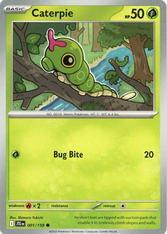 Caterpie 2025 Scarlet & Violet: Journey Together #001/159 Base RAW TCG (LIGHTLY PLAYED)