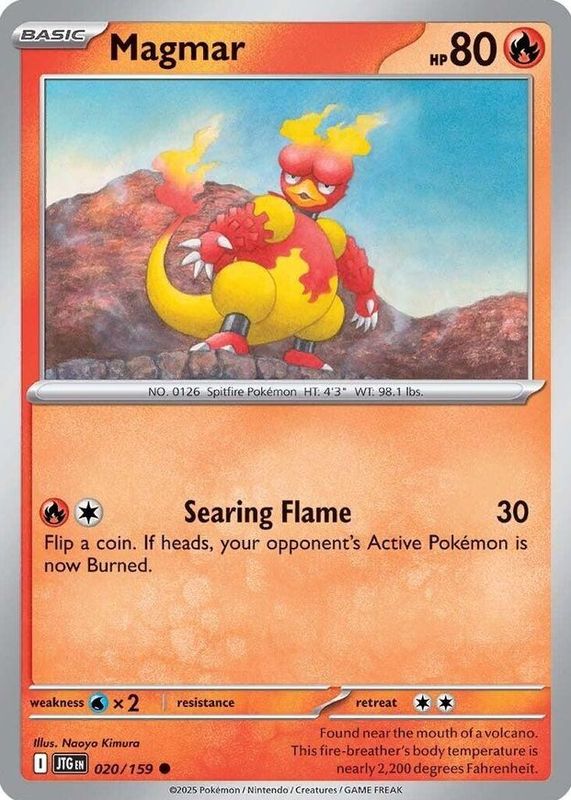 Magmar 2025 Scarlet & Violet: Journey Together #020/159 Base RAW TCG (LIGHTLY PLAYED)