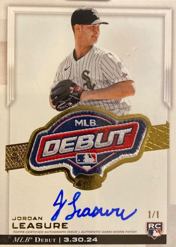 Jordan Leasure 2024 Topps Chrome Update #RDPA-JLE MLB Debut Patch Autograph /1 Rookie RAW