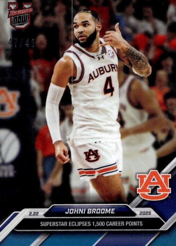 Johni Broome 2024 Bowman U Now #73 Blue /49 RAW