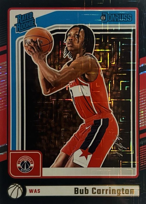 Bub Carrington 2024 Donruss #220 Choice Black /1 Rookie RAW