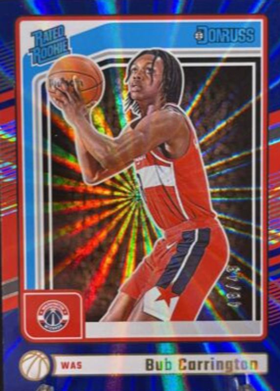 Bub Carrington 2024 Donruss #220 Holo Blue Laser /49 Rookie RAW