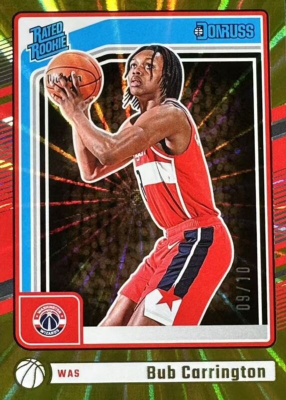 Bub Carrington 2024 Donruss #220 Holo Gold Laser /10 Rookie RAW