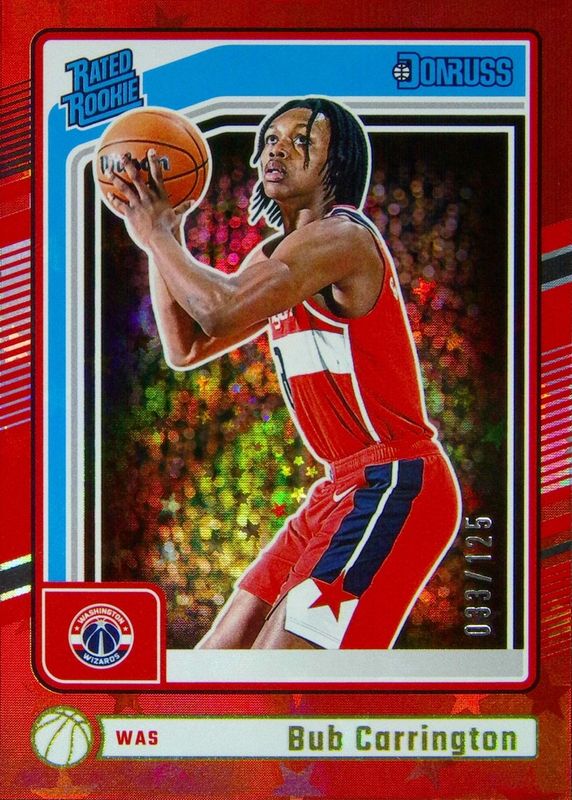 Bub Carrington 2024 Donruss #220 International Red Stars /125 Rookie RAW