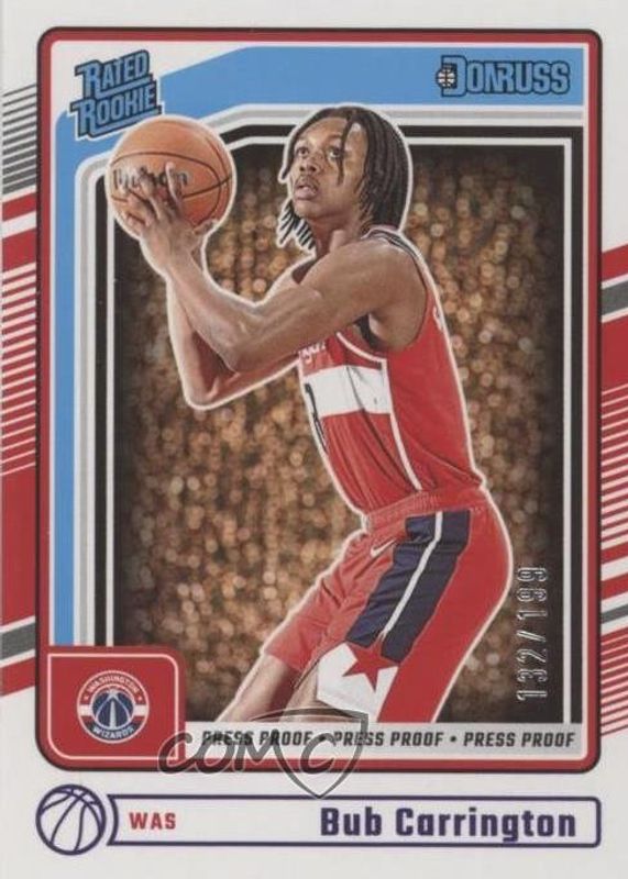 Bub Carrington 2024 Donruss #220 Press Proof Purple /199 Rookie RAW