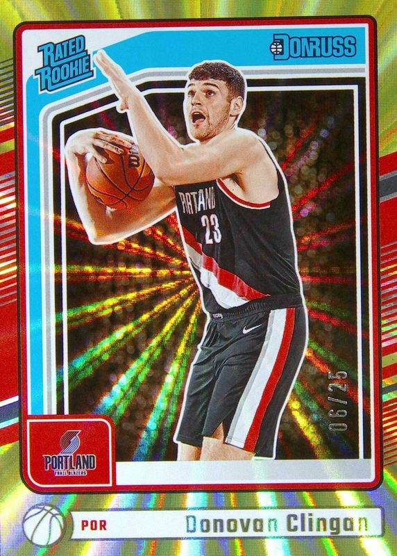 Donovan Clingan 2024 Donruss #223 Holo Yellow Laser /25 Rookie RAW