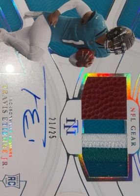 2021 National Treasures #RSC-TE Rookie NFL Gear Signature Combos - Holo Silver /25