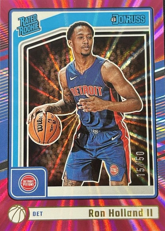 Ron Holland II 2024 Donruss #236 Holo Pink Laser /50 Rookie RAW