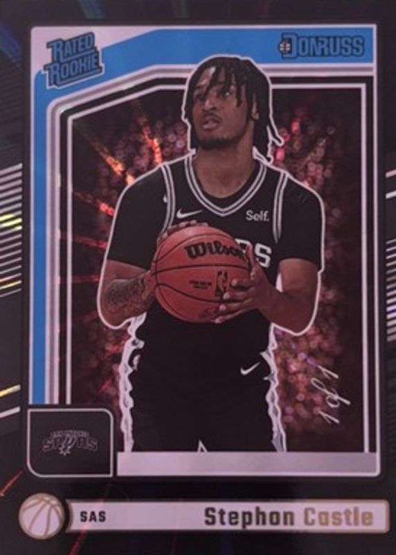 Stephon Castle 2024 Donruss #244 Holo Black Laser /1 Rookie BGS 9