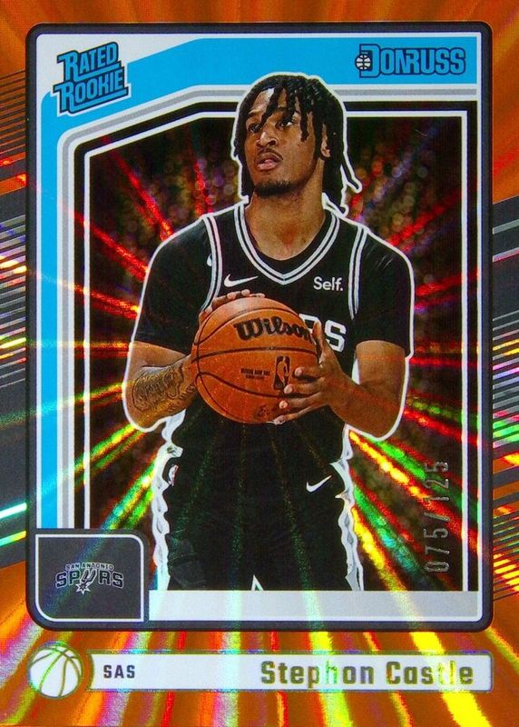 Stephon Castle 2024 Donruss #244 Holo Orange Laser /125 Rookie PSA 10
