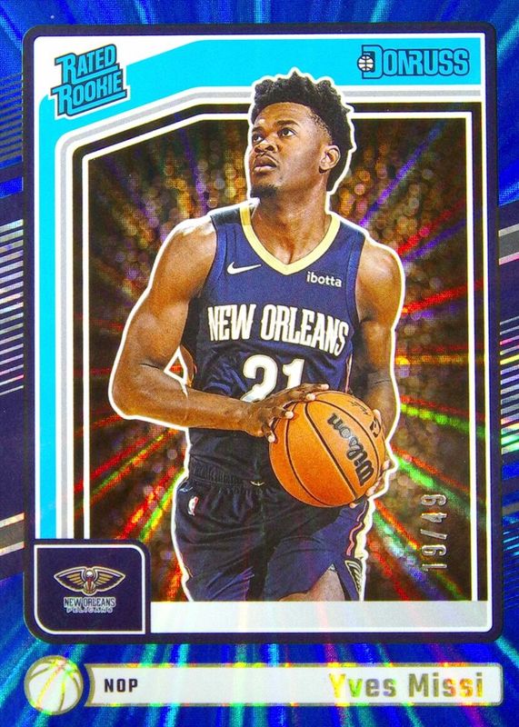 Yves Missi 2024 Donruss #217 Holo Blue Laser /49 Rookie RAW