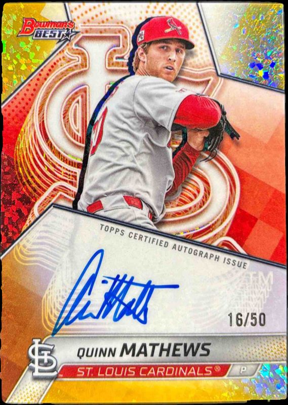 2025 Bowman's Best #B25-QM Best of 2025 Autographs - Gold Mini-Diamond Refractor /50
