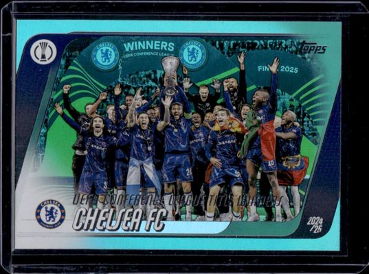 2025 Topps UEFA Club Competitions #179 2024-25 Title Winners - Aqua Foil