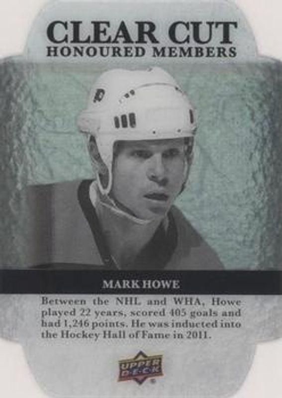 Mark Howe 2019 Upper Deck #HOF-88 Clear Cut Honoured Members /100 Price ...