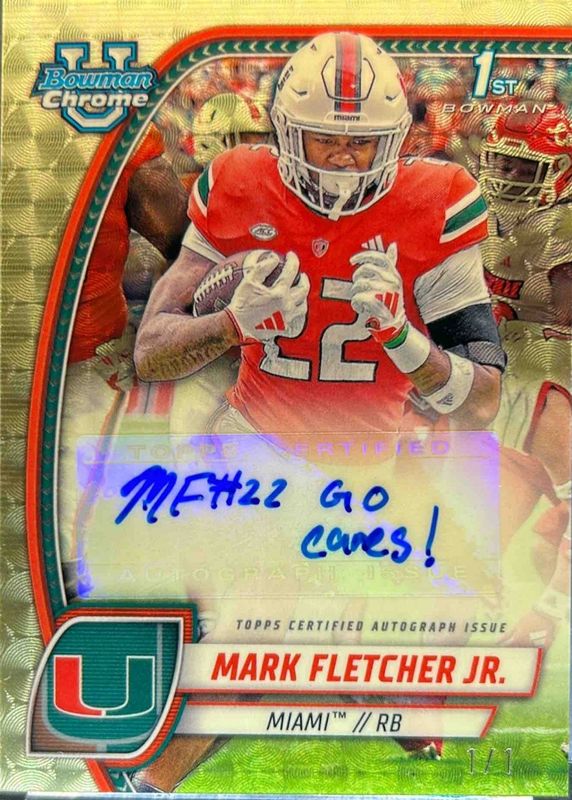 2024 Bowman Chrome University #PA-MFL Prospect Auto - Superfractor /1 (1st)