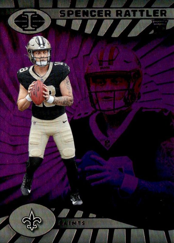 Spencer Rattler 2024 Illusions #62 Trophy Collection Purple /99 Rookie RAW