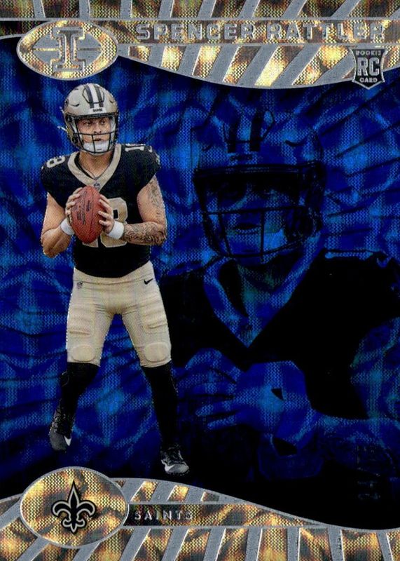Spencer Rattler 2024 Illusions #62 Trophy Collection Sapphire /75 Rookie RAW