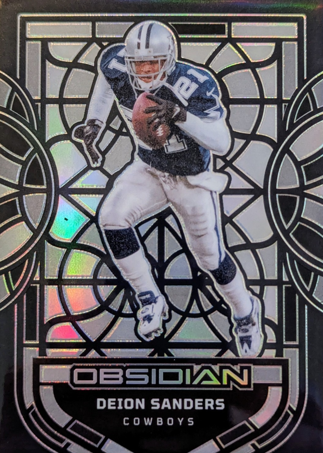 Deion Sanders 2024 Obsidian #9 Black Stained Glass /(SSP) Price