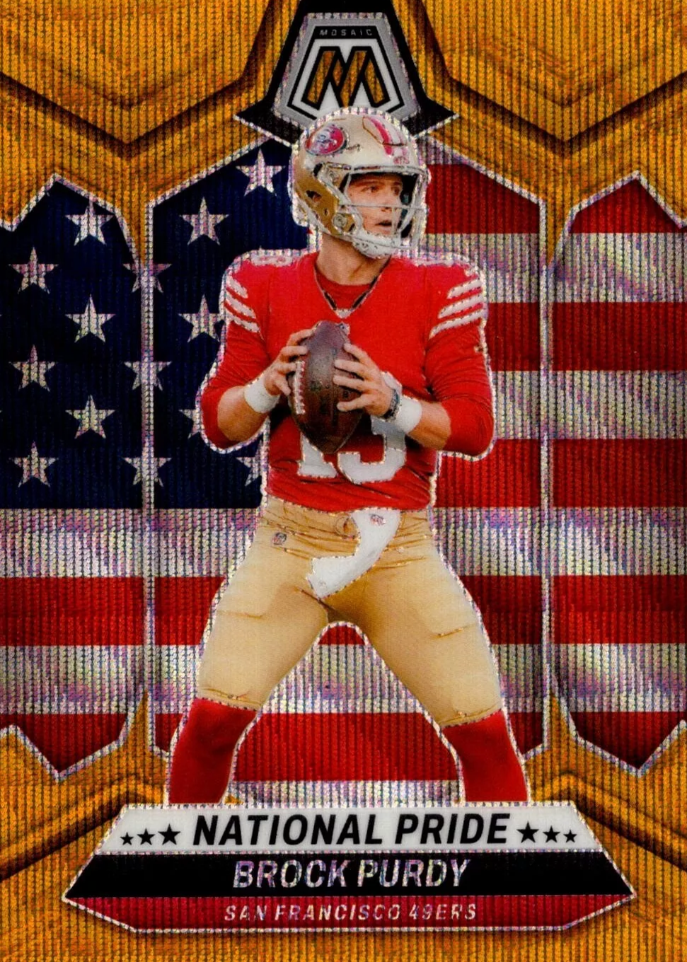 Brock Purdy 2024 Mosaic #255 National Pride - Gold Wave /17 Price