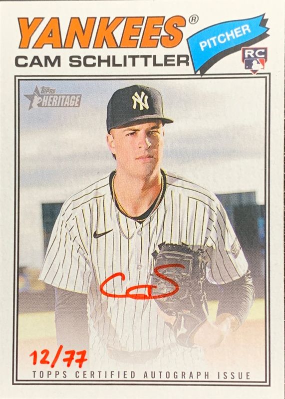 Cam Schlittler 2026 Topps Heritage #ROA-CSC Real One Autographs 