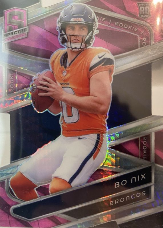 Bo Nix 2024 Spectra #114 Neon Pink Die-Cut /20 Rookie RAW