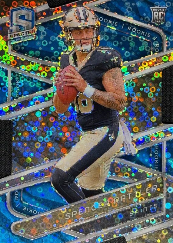 Spencer Rattler 2024 Spectra #153 Neon Blue Die-Cut /50 Rookie RAW