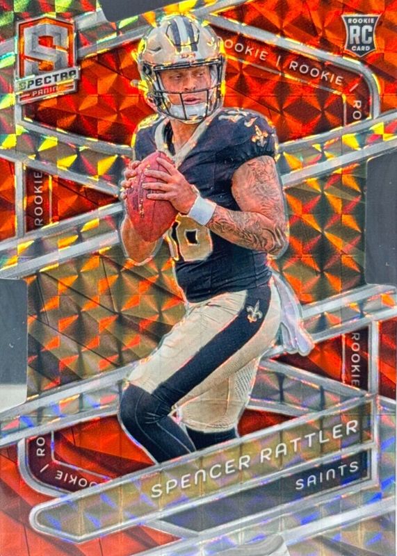 Spencer Rattler 2024 Spectra #153 Neon Orange Die-Cut /15 Rookie RAW