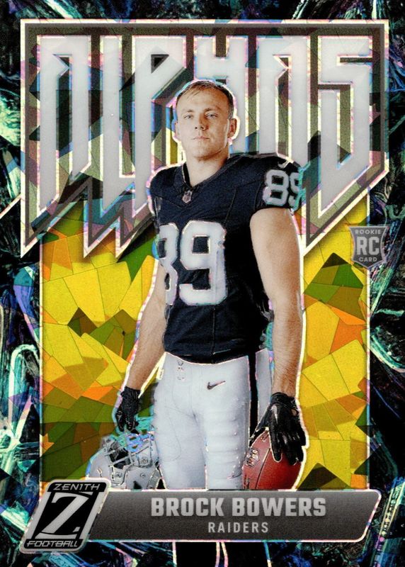 Brock Bowers 2024 Zenith #8 Alphas - Gold Ice /(SSP) Rookie RAW