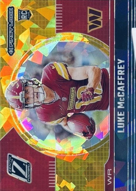 Luke McCaffrey 2024 Zenith #25 First Look - Gold Ice /(SSP) Rookie RAW