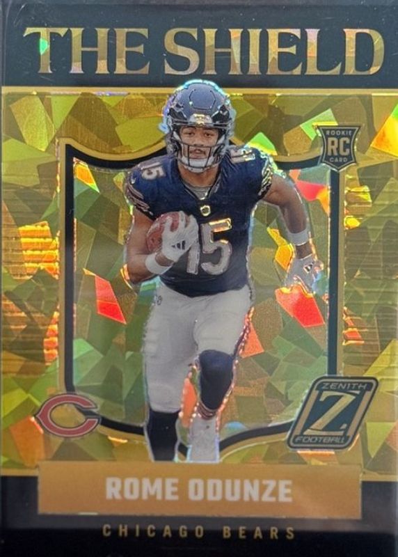 Rome Odunze 2024 Zenith #11 The Shield - Gold Ice /(SSP) Rookie RAW