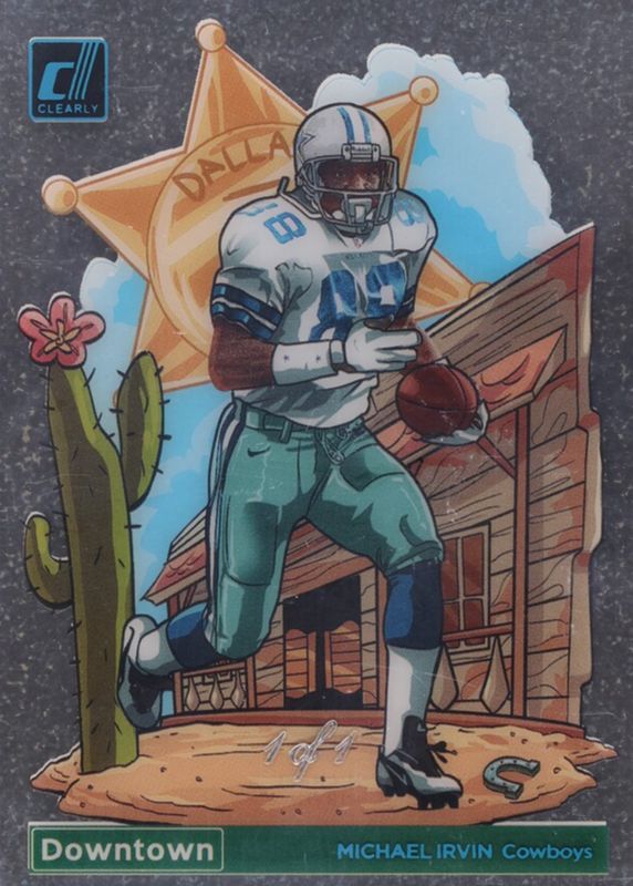 Michael Irvin 2023 Clearly Donruss #22 Downtown - Holo Platinum /1 RAW