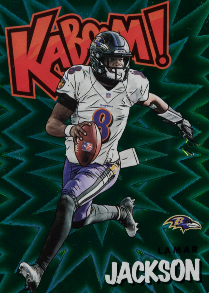 Lamar Jackson 2021 Absolute #K35 Kaboom! - Green /1 Price Guide
