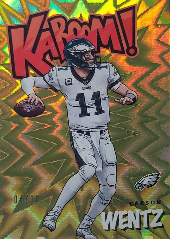 Carson Wentz 2020 Absolute #K-CW Kaboom! - Gold /10 RAW
