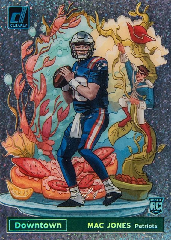 Mac Jones 2021 Clearly Donruss #D-35 Downtown - Holo Platinum /1 Rookie RAW