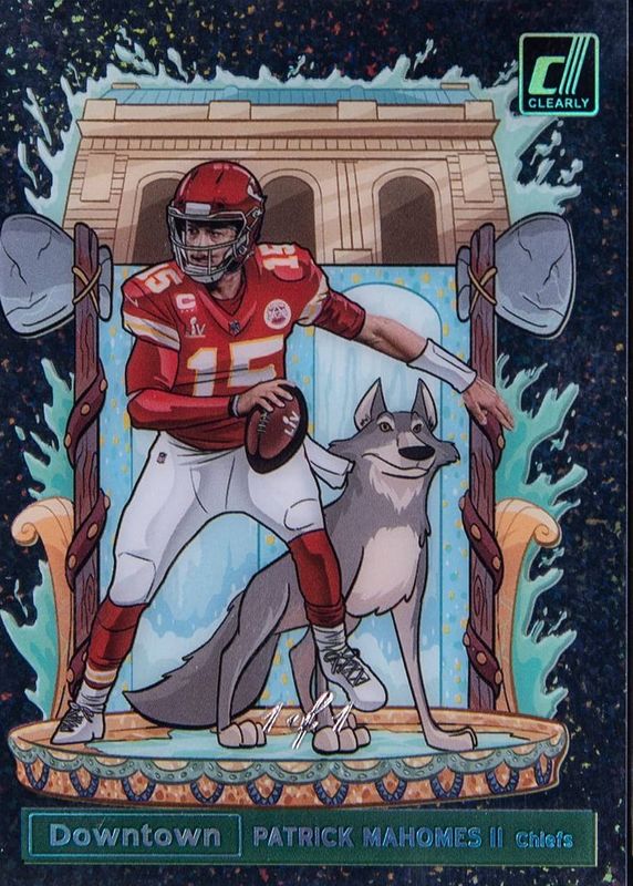 Patrick Mahomes II 2021 Clearly Donruss #D-21 Downtown - Holo Platinum /1 BGS 9.5