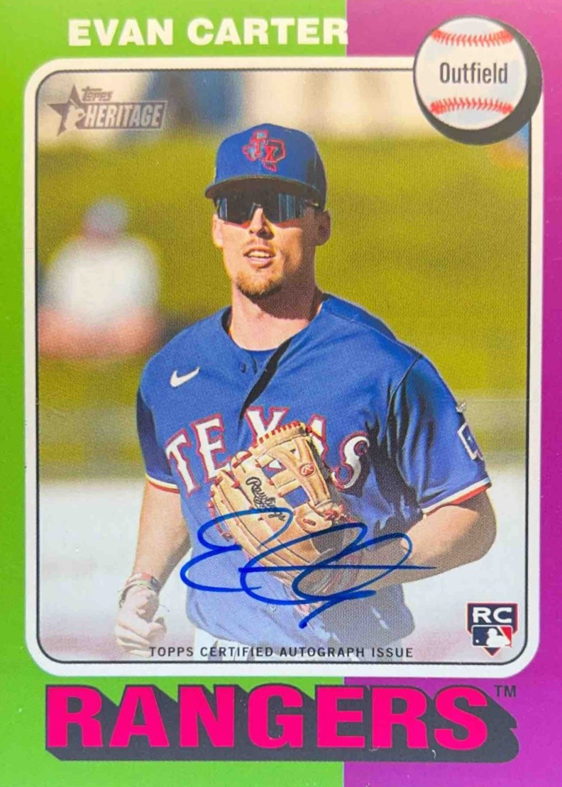 Evan Carter 2024 Topps Heritage High Number #RROA-EC Real