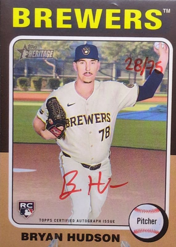 Bryan Hudson 2024 Topps Heritage High Number #ROA-BH Real One Autographs - Red Ink /75 Rookie RAW