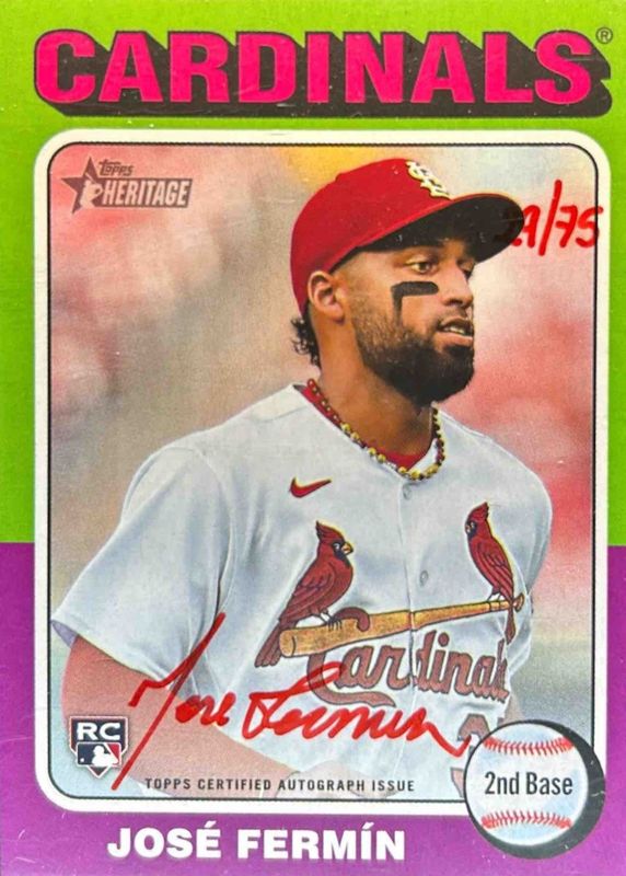 Jose Fermin 2024 Topps Heritage High Number #ROA-JF Real One Autographs - Red Ink /75 (Looking Left) Rookie RAW