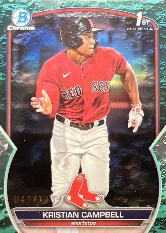 Kristian Campbell 2023 Bowman Draft #BDC-125 Chrome - Aqua Lunar Crater Refractor /125 (1st) RAW