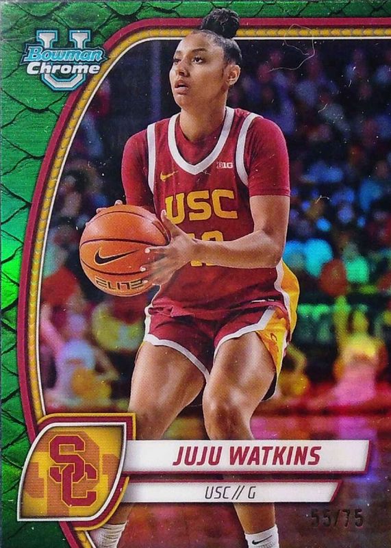 JuJu Watkins 2024 Bowman Chrome University #37 Reptilian Green Refractor /75 RAW