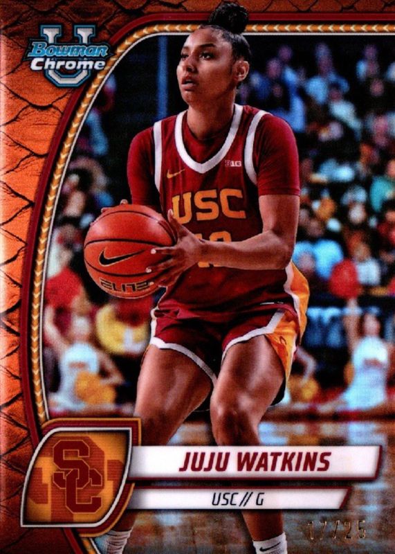 JuJu Watkins 2024 Bowman Chrome University #37 Reptilian Orange Refractor /25 RAW