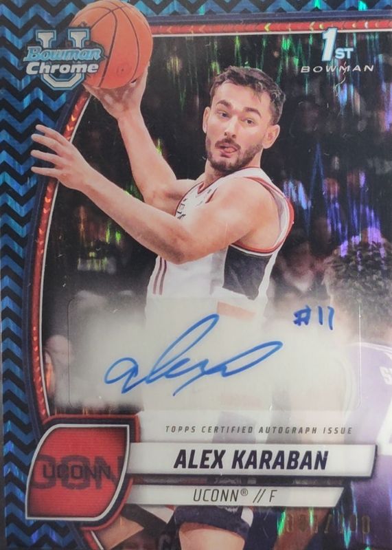 2024 Bowman Chrome University #100 Prospect Auto - Black & Blue Stealth Refractor /100 (1st)