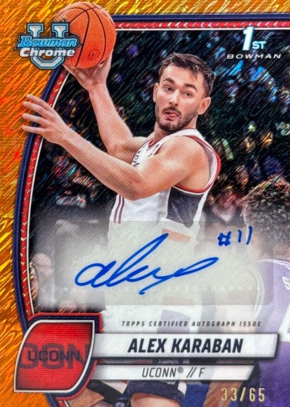 2024 Bowman Chrome University #100 Prospect Auto - Orange Shimmer Refractor /65 (1st)