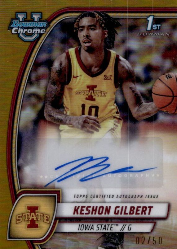 2024 Bowman Chrome University #45 Prospect Auto - Gold Refractor /50 (1st)